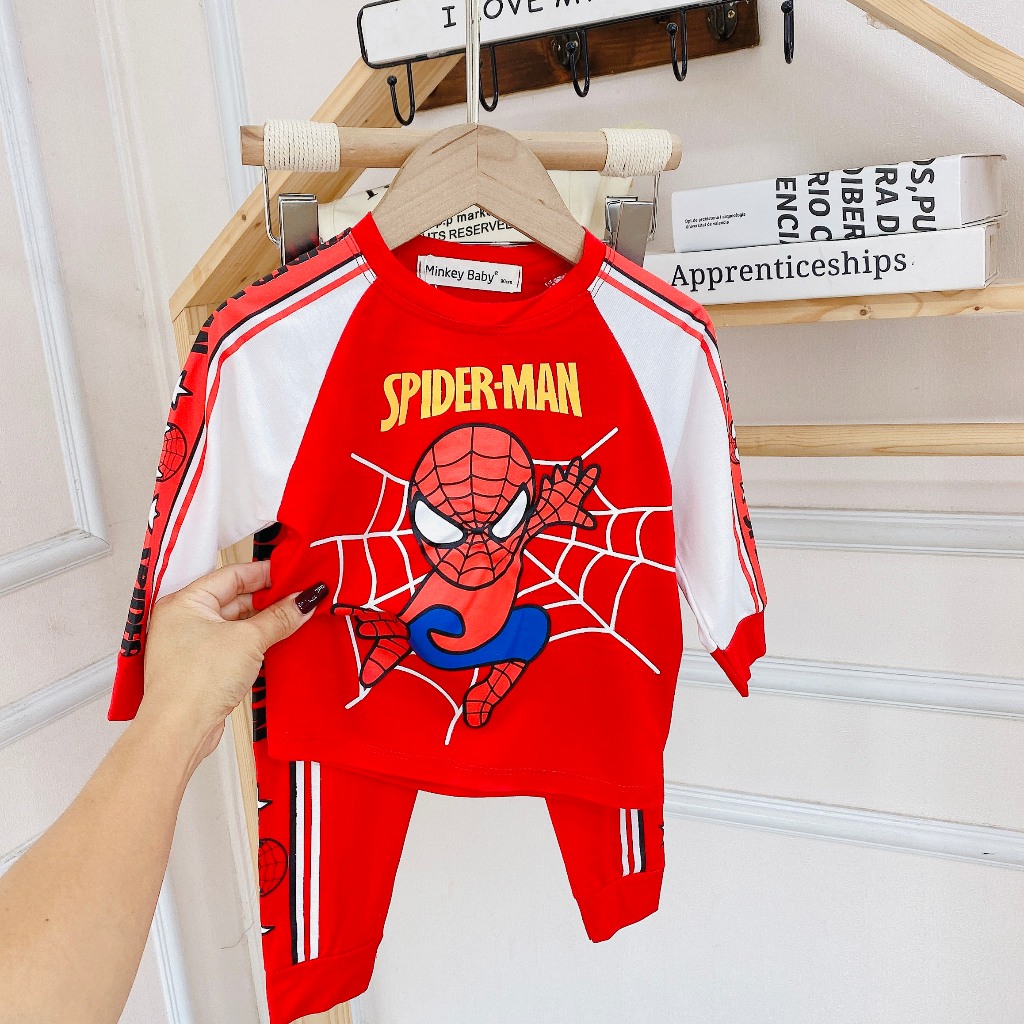 Dài Tay Thun Lạnh Minkey Baby In Hình ĐôRêMon Phối Viền Dáng Thể Thao  Dành Cho Bé.Đồ Bộ cho Bé