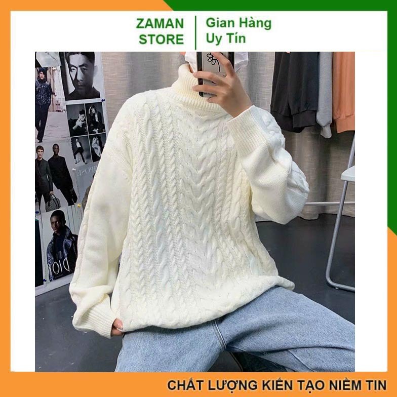 Áo len nam VẶN THỪNG cổ lọ mẫu mới 2023 - Áo len đan nam cổ cao ZAMAN