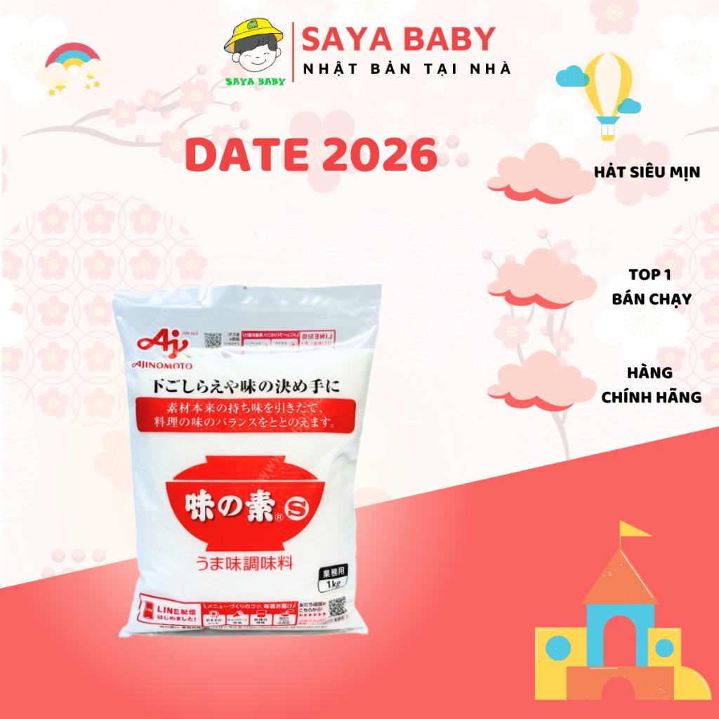 Mì chính Ajinomoto 1kg, bột ngọt nội địa Nhật Bản (DATE 2026)