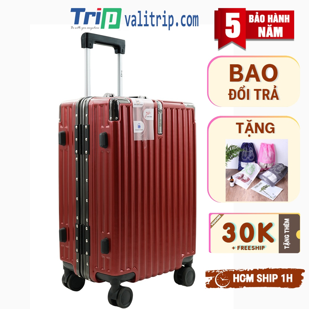 Vali khung nhôm nắp gập TRIP A91 size 24inch ký gửi hành lý bảo hành 5 năm