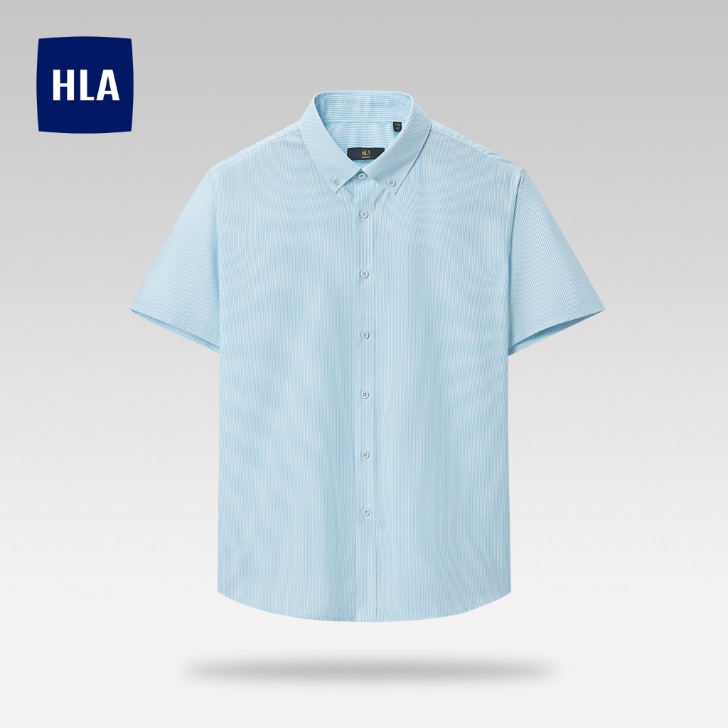 HLA - Áo sơ mi nam ngắn tay kẻ sọc mảnh mềm mịn cao cấp Supreme soft breathable ICESILK Shirt