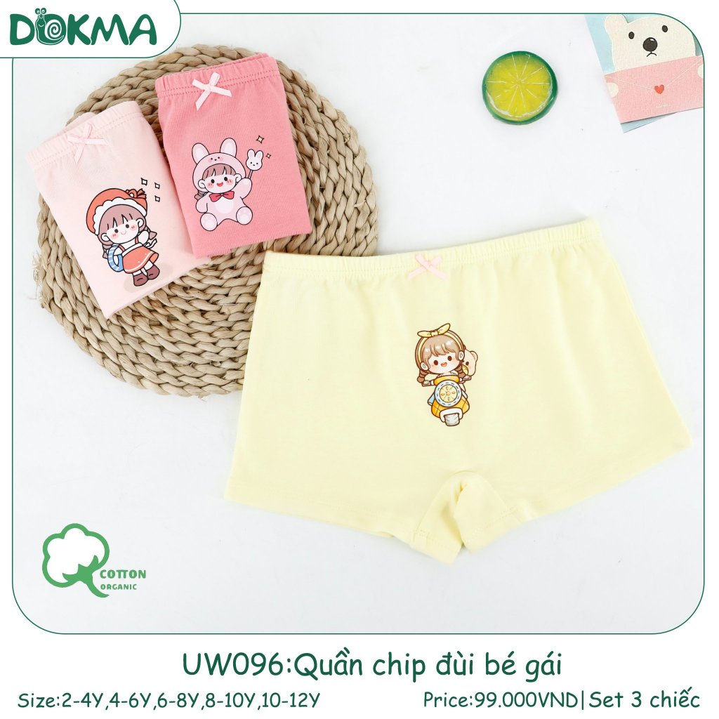 Set 3 quần chip đùi bé gái Dokma UW096 UW156