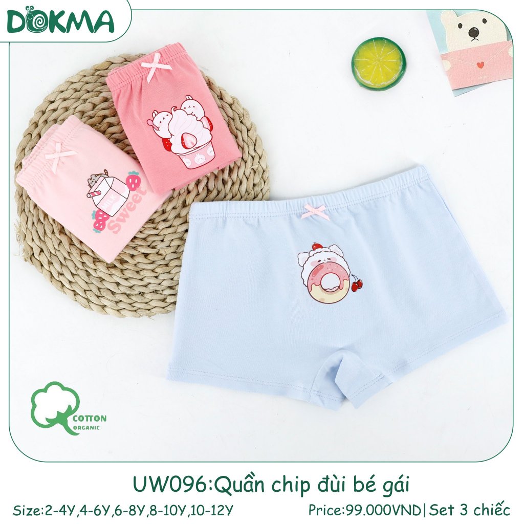 Set 3 quần chip đùi bé gái Dokma UW096 UW156