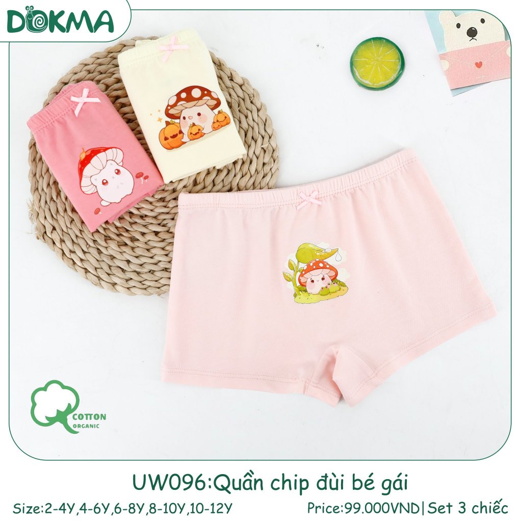 Set 3 quần chip đùi bé gái Dokma UW096 UW156