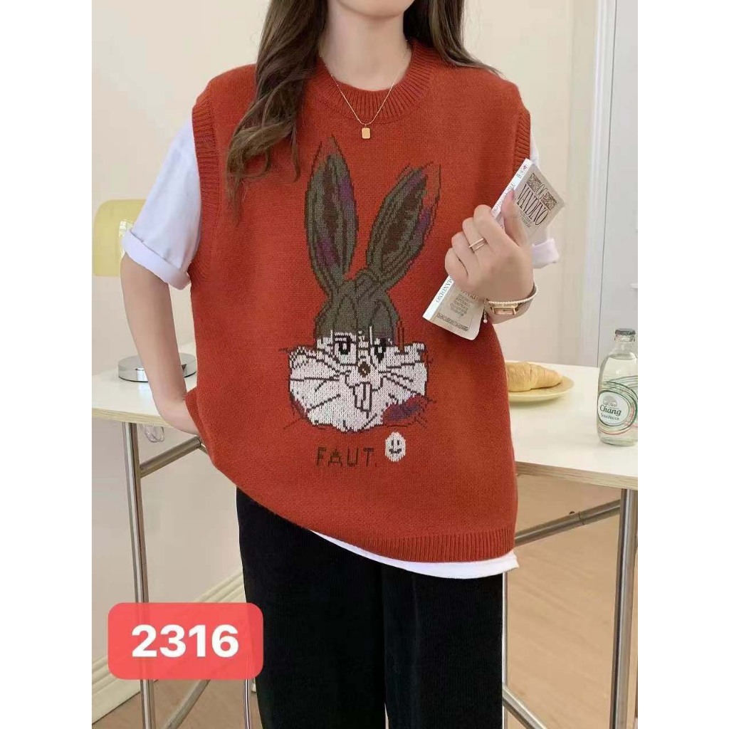 Áo gile len thỏ hot hit dáng giấu quần siêu dầy dặn hàng QC