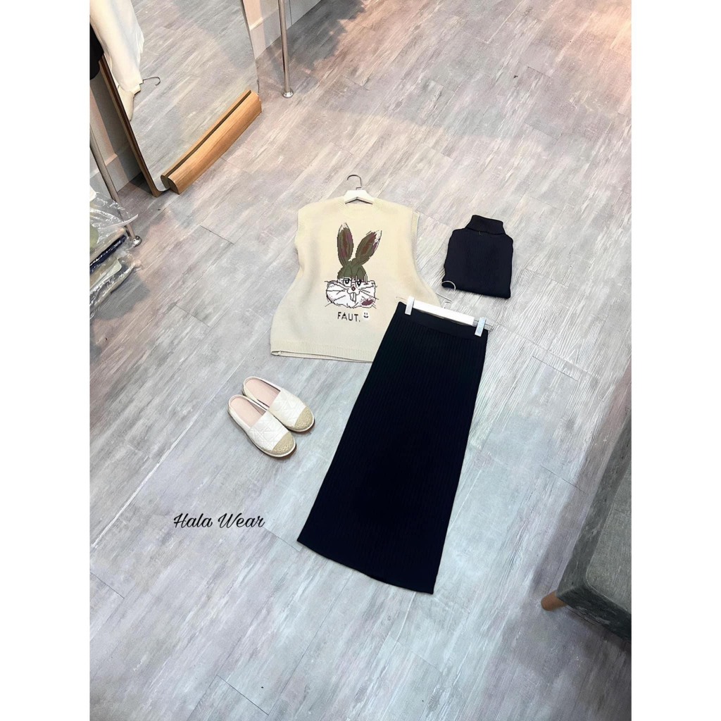 Áo gile len thỏ hot hit dáng giấu quần siêu dầy dặn hàng QC