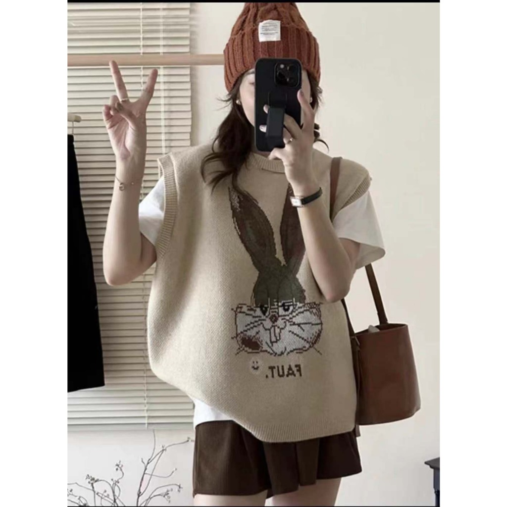 Áo gile len thỏ hot hit dáng giấu quần siêu dầy dặn hàng QC