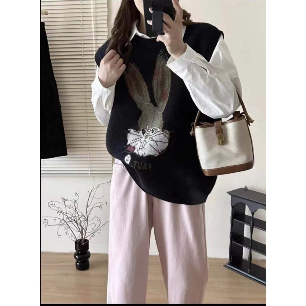 Áo gile len thỏ hot hit dáng giấu quần siêu dầy dặn hàng QC