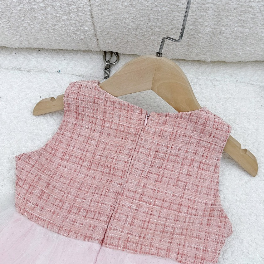 Set áo khoác dạ tweet kèm váy cho bé gái 10-36kg size đại Váy thu đông cho bé gái diện Tết, Noel Hadukids