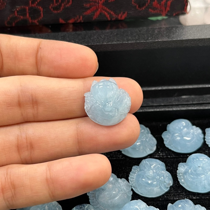 Mặt dây chuyền hồ ly chúa xanh biển đá aquamarine