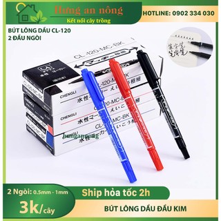 Bút kim - bút lông dầu 2 đầu ngòi 0.5mm - 1mm