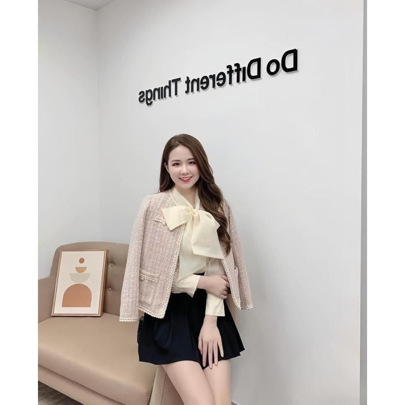 Bigsize - Áo Sơ Mi Cổ Nơ 60kg-90kg