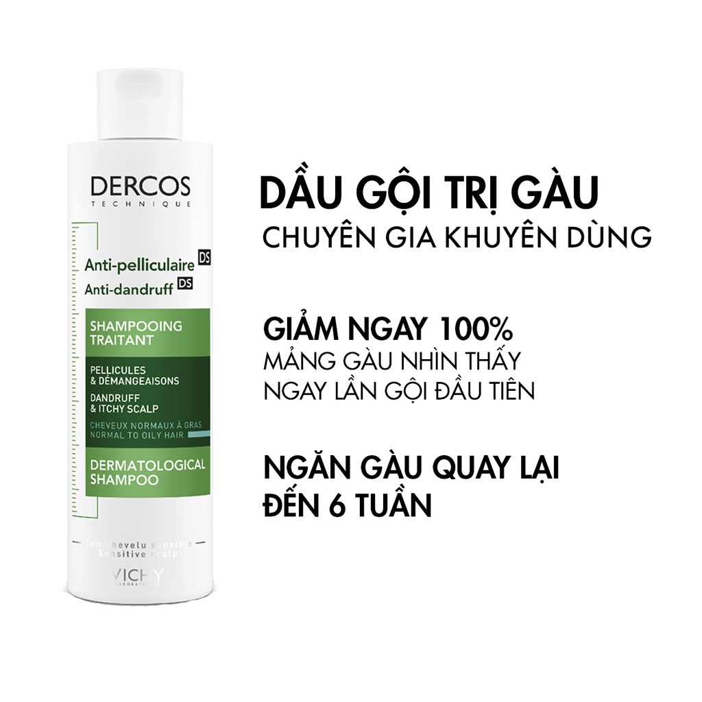 Dầu Gội Vichy Dercos Anti Dandruff Sạch Gàu Cho Da Đầu Dầu, Ngứa 200ml