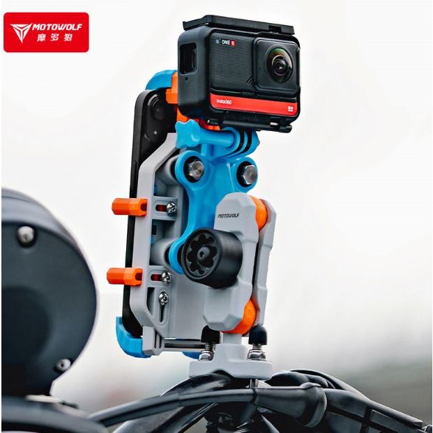 Giá đỡ điện thoại chống rung MOTOWOLF xe máy, motor ,gắn ghi đông chân gương MDL2728 có sạc, gắn Camer - Hàng chính hãng