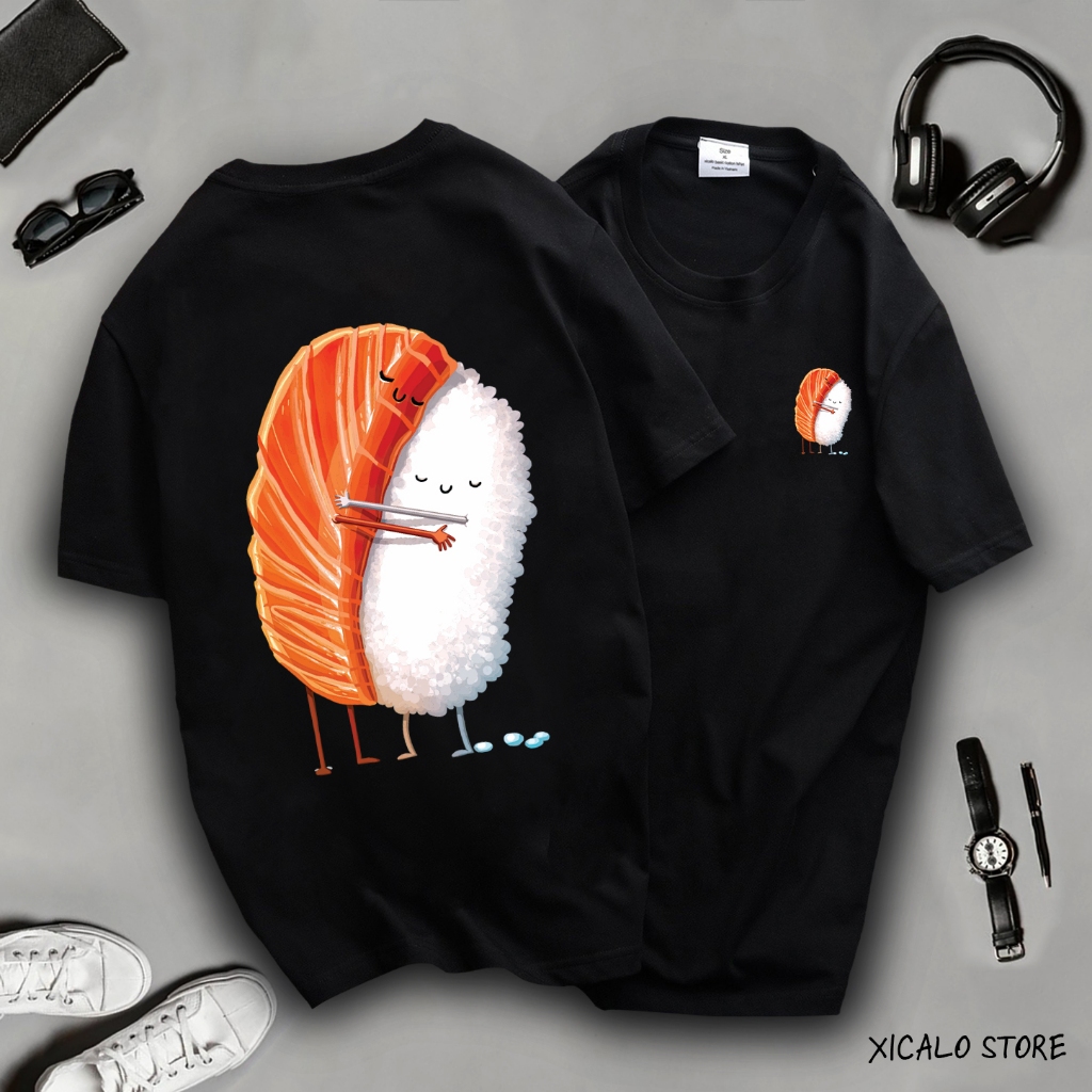 Áo thun Sushi Hug, Áo Phông Cotton Co Dãn 2 Chiều Unisex Thoáng Mát cho nam nữ cực CHẤT