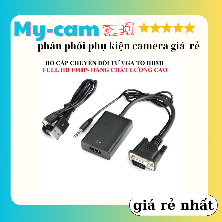 cáp chuyển đổi VGA sang HDMI Có Audio - Hàng chất lượng - VGA TO HDMI
