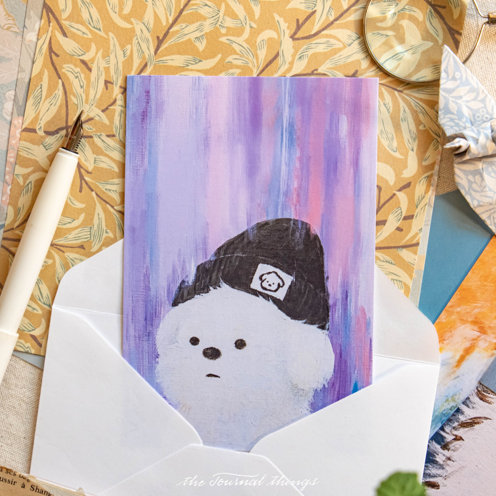 Thiệp Art Chó Bông Kèm Phong Bì Tặng Người Yêu, Bạn Bè, Người Thân