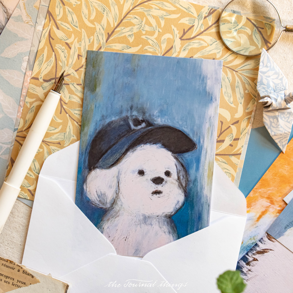 Thiệp Art Chó Bông Kèm Phong Bì Tặng Người Yêu, Bạn Bè, Người Thân