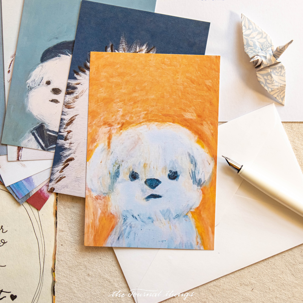 Thiệp Art Chó Bông Kèm Phong Bì Tặng Người Yêu, Bạn Bè, Người Thân