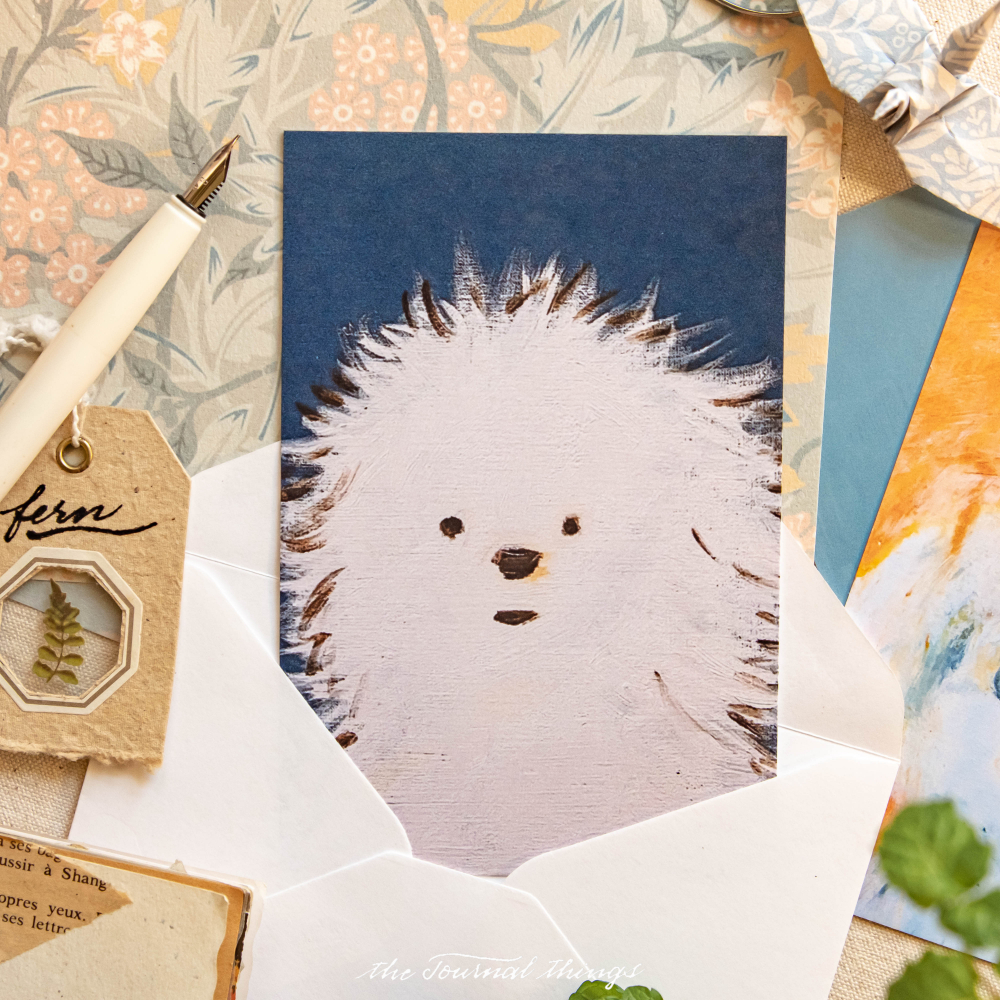 Thiệp Art Chó Bông Kèm Phong Bì Tặng Người Yêu, Bạn Bè, Người Thân