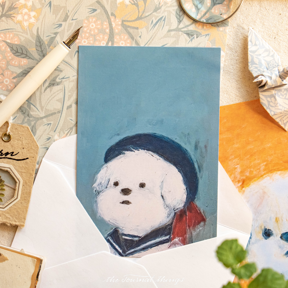 Thiệp Art Chó Bông Kèm Phong Bì Tặng Người Yêu, Bạn Bè, Người Thân