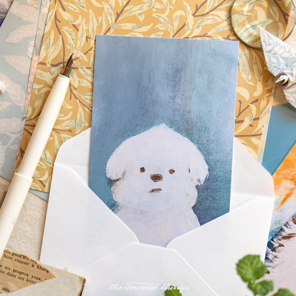 Thiệp Art Chó Bông Kèm Phong Bì Tặng Người Yêu, Bạn Bè, Người Thân