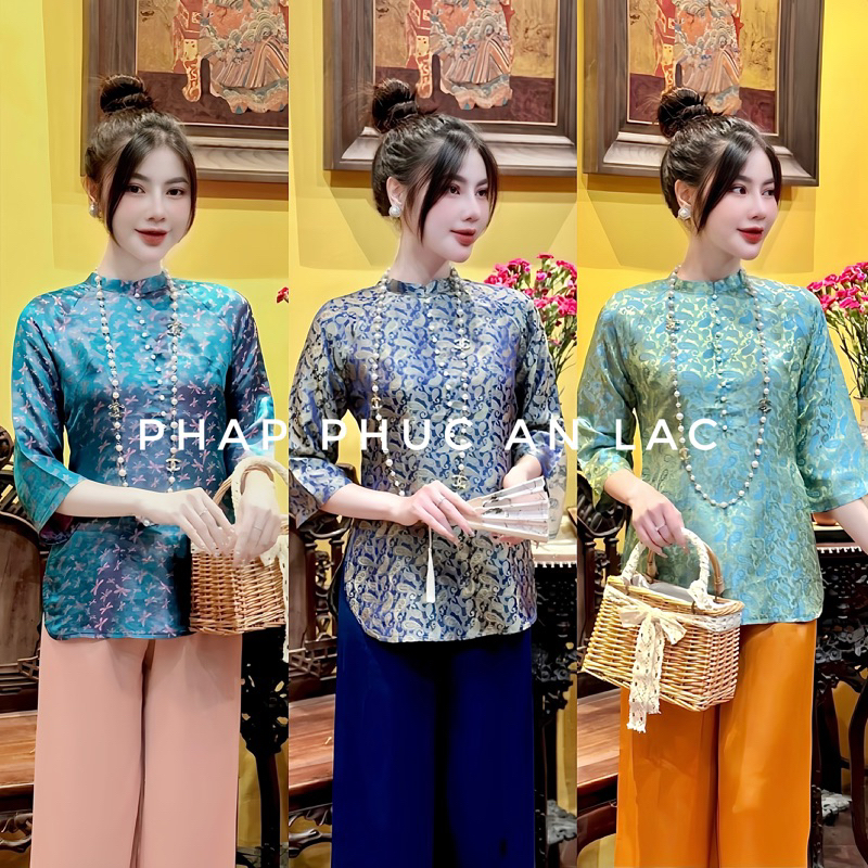 Bộ lót hầu, áo bà ba cách tân có cổ 11 khuy, đồ lam đi chùa thiết kế cao cấp An Lạc