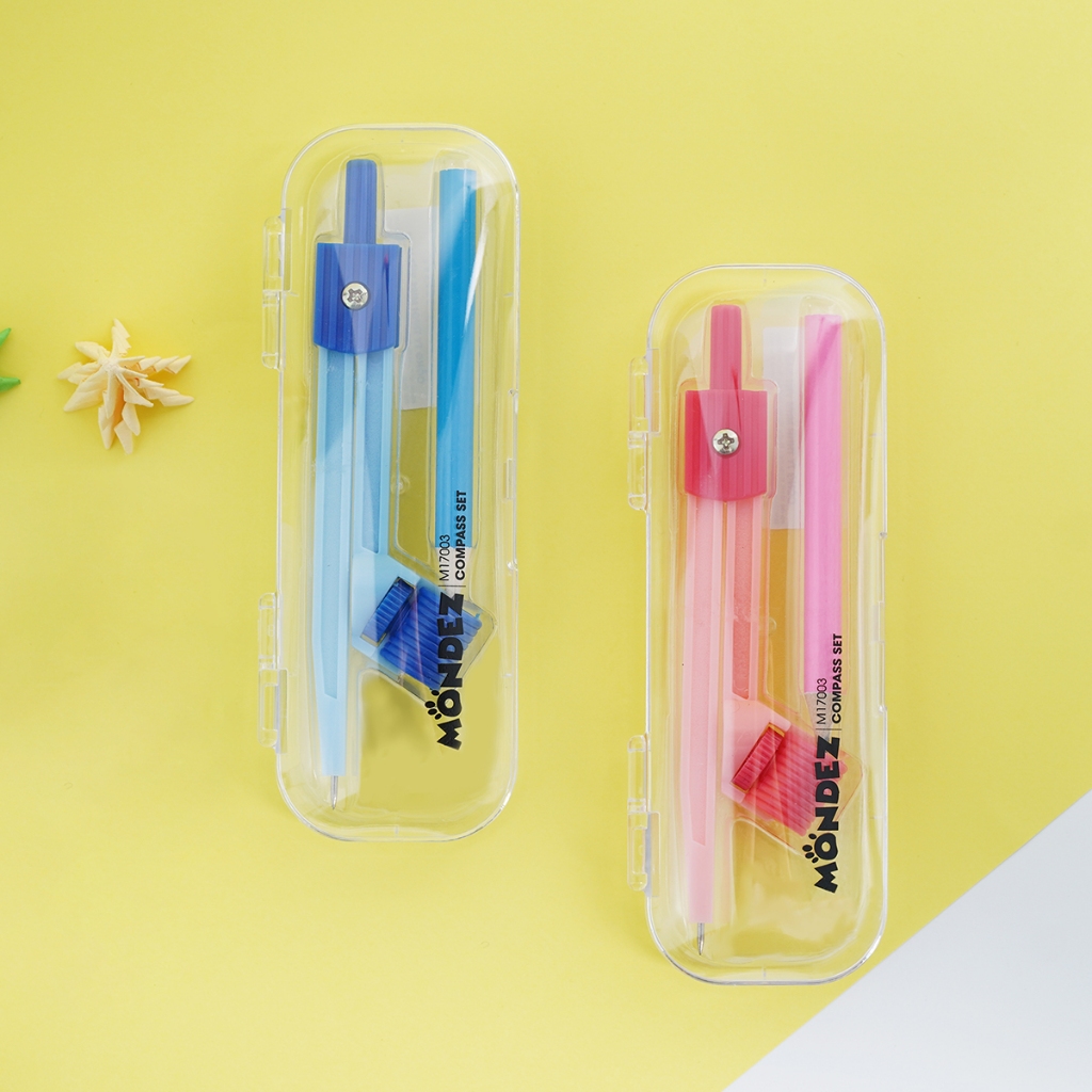 Compa MONDEZ Compa nhựa loại chì gỗ, Đựng trong hộp nhỏ gọn, Thiết Kế Tiện Lợi, An Toàn Cho Bé Vẽ Hì