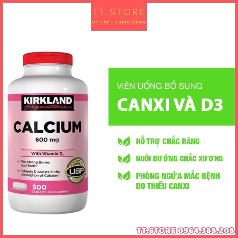 Viên Uống Nâng Cấp Calcium + Vitamin D3 Kirkland 500 viên Của Mỹ.