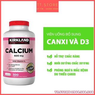 Viên uống nâng cấp calcium + vitamin d3 kirkland 500 viên của mỹ.