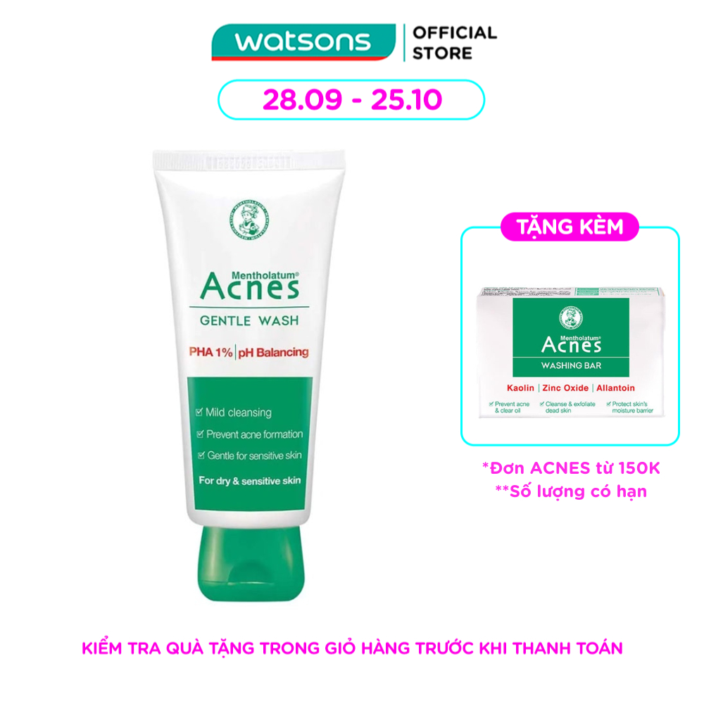 Gel Rửa Mặt Acnes Ngăn Ngừa Mụn Cho Da Khô & Da Nhạy Cảm Gentle Wash 100g