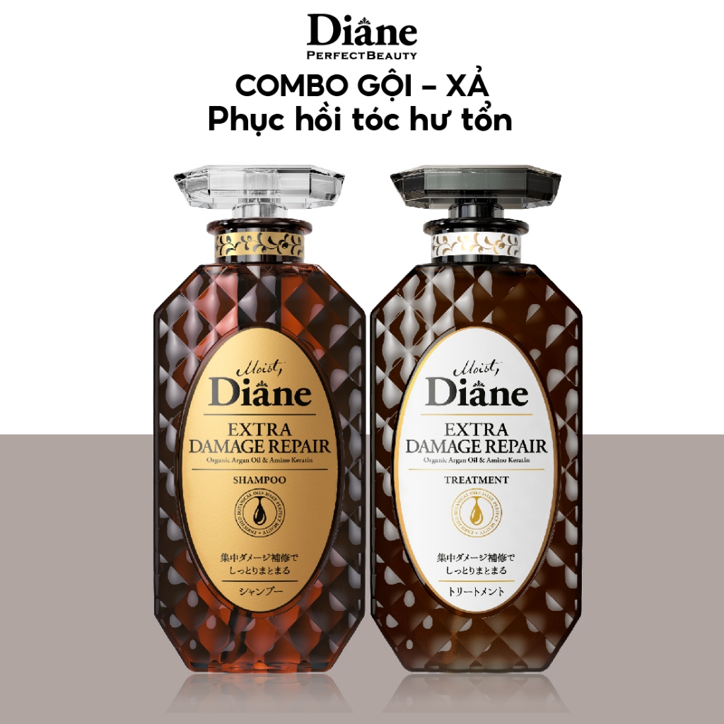 Cặp Gội Xả Phục Hồi Tóc Hư Tổn Nặng Moist Diane Extra Damage Repair - 450mlx2