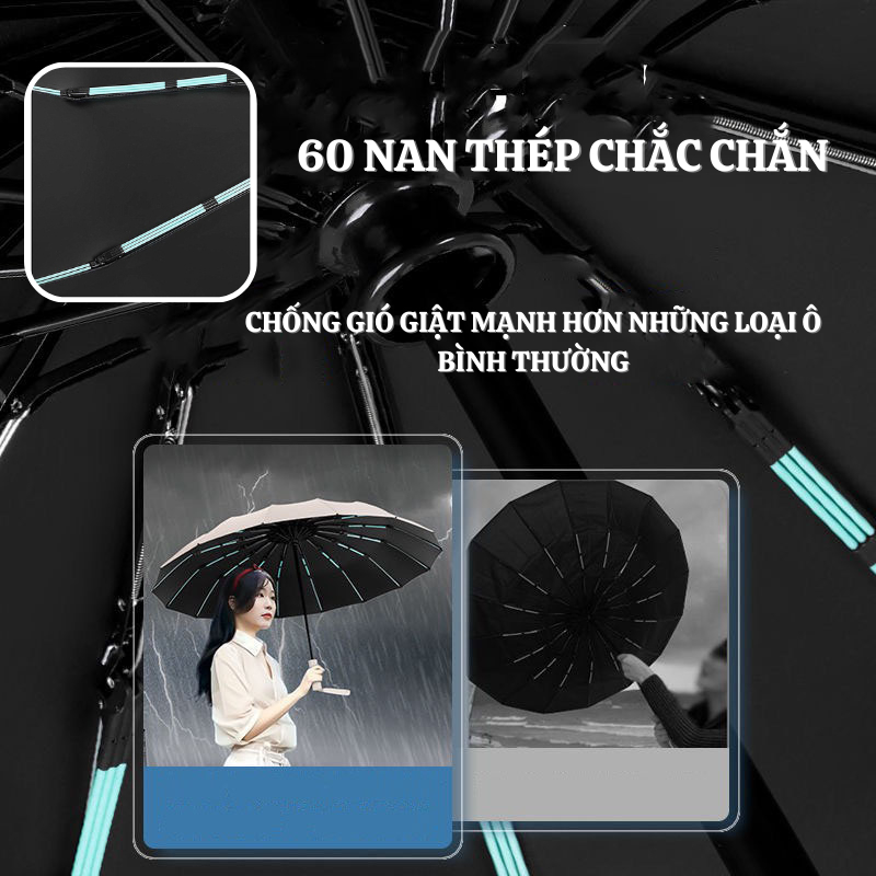 Ô Dù NAMIKO Dù Che Mưa Tự Động Đóng Mở 60 Nan Thép Chống Gỉ Cao Cấp