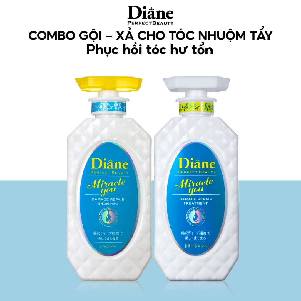 Combo gội xả phục hồi hư tổndành cho tóc nhuộm tẩy Diane Miracle You Damage Repair & Treatment 450ml*2