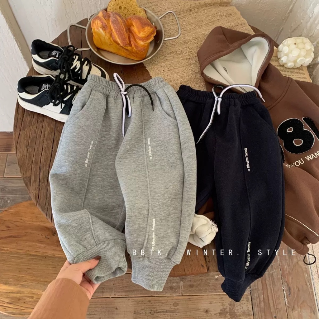 Quần nỉ dài thu đông cho bé trai EMBES KIDS, quần dài trẻ em 11kg đến 31kg