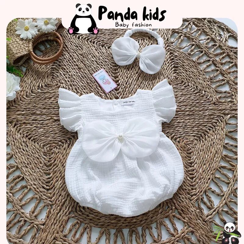 Váy Cho Bé Gái - Set Body Hồng Đào Cổ Phối Nơ Cách Điệu Kèm Mũ Xinh Xắn Cho Bé Từ 3-13KG