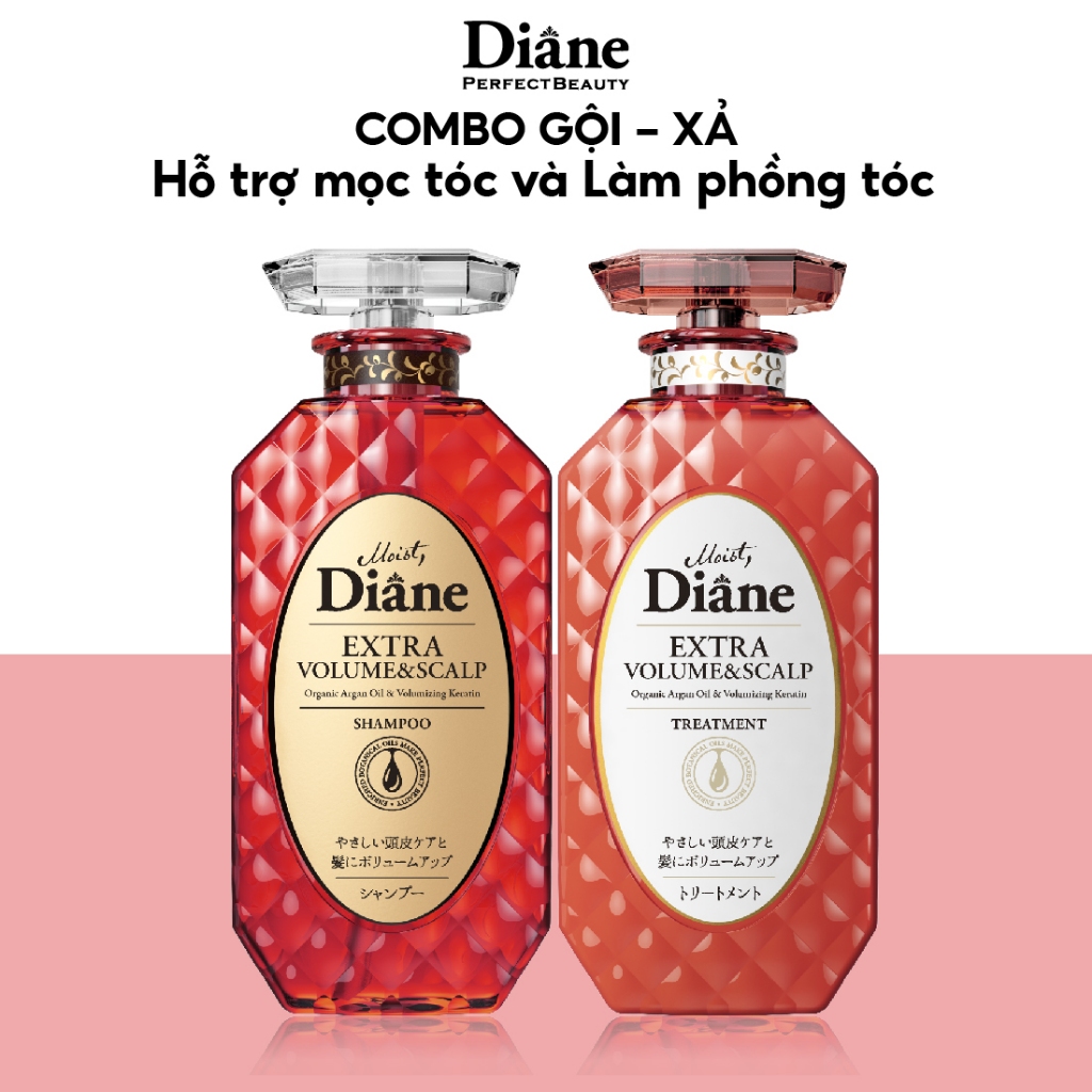 Cặp Gội Xả hỗ trợ mọc tóc & làm phồng tóc Moist Diane Extra Volume & Scalp-450mlx2