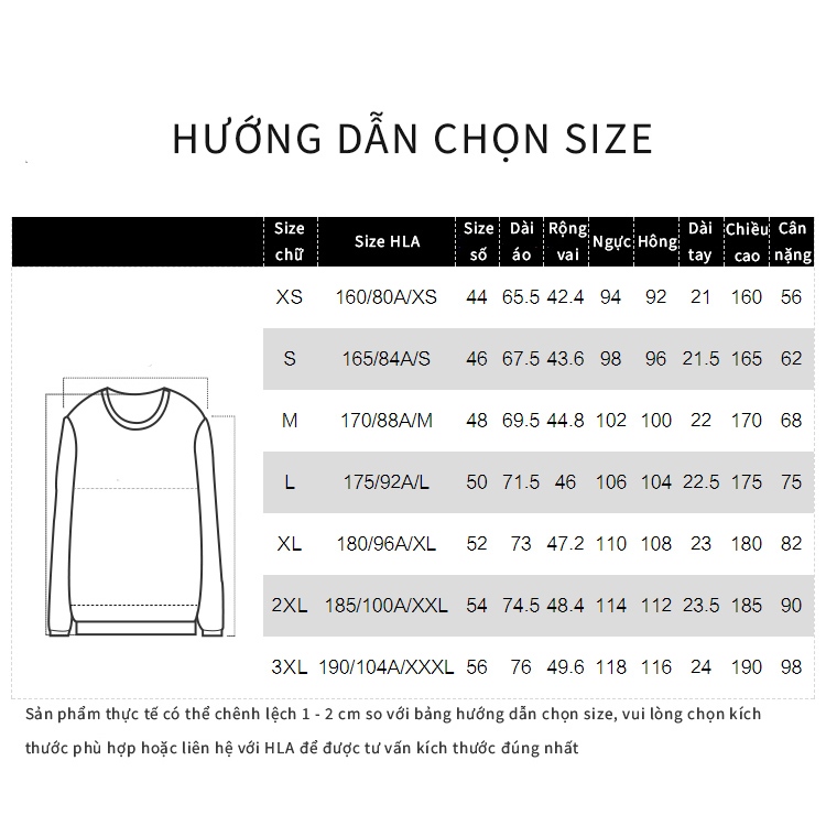 HLA - Áo thun nam ngắn tay in chữ viền cổ trắng cotton cao cấp White neckline letter printing light blue T-shirt