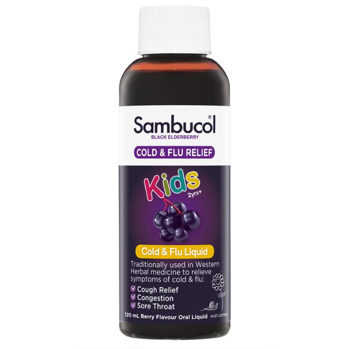 Sambucol Black Elderberry Cold & Flu Kids Liquid 120mL Tăng cường đề kháng