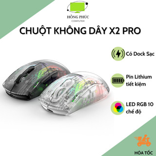 Chuột Máy Tính Không Dây Bluetooth Ziyou X2 PRO VIP Mouse - Trong Suốt -  LED RGB - Pin sạc cho Máy tính, Laptop PC
