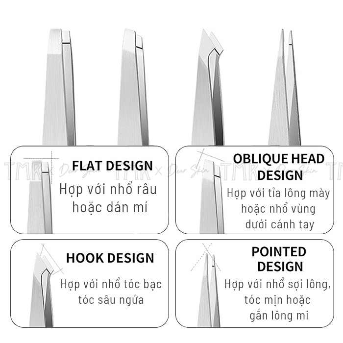 Nhíp Gắp Lông Mi TMR Thép Không Gỉ Cao Cấp Tiện Dụng - Nhíp Nhổ Lông Mày, Râu