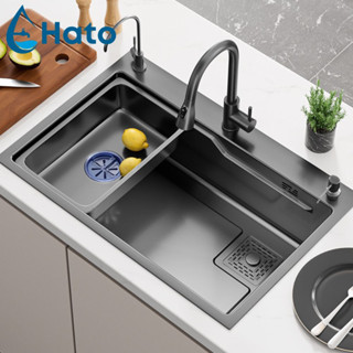 Chậu Rửa Bát 1 Hố Hato Inox 304 Kích Thước 75*46cm, Bồn Rửa Chén 1 Ngăn Lớn Nano Chống Xước Chống Han Gỉ Bảo Hành 3 Năm