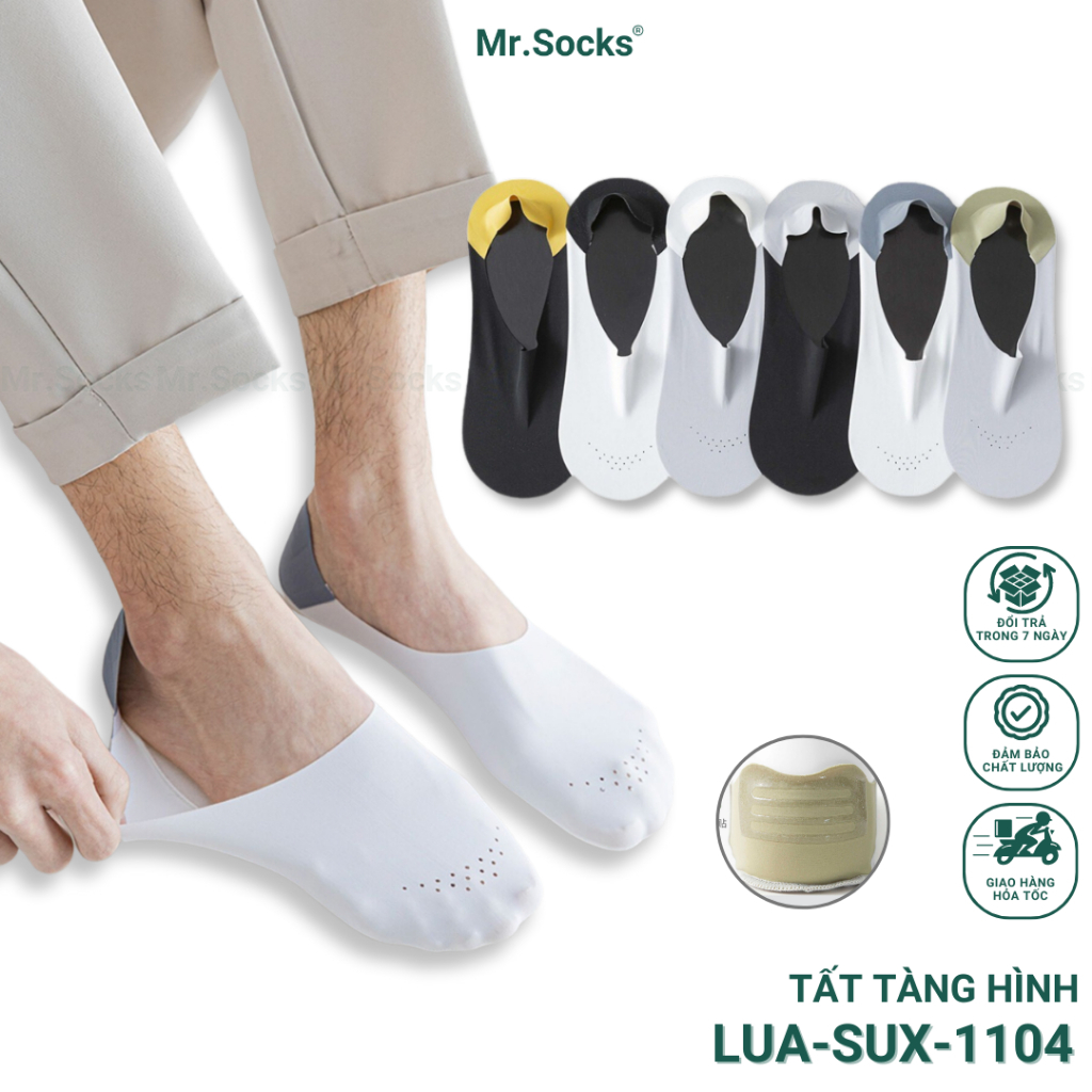 Tất tàng hình nam Mr.Socks có bề mặt có lỗ thông hơi thoáng khí, chất liệu ctotton co giãn cực tốt - LUA-SUX-1104-1DOI