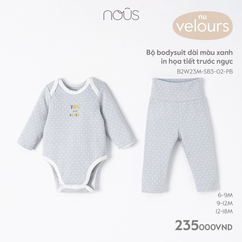 Bộ quần áo Body Suit và quần cho bé sơ sinh 3-11kg thu đông chính hãng mẫu mới 2023