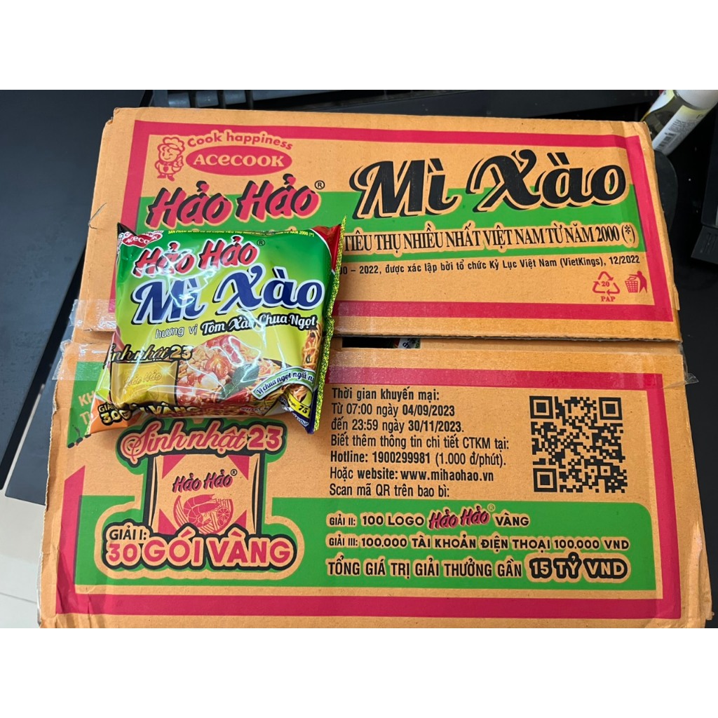 Thùng Mì Hảo Hảo Xào Tôm Chua Ngọt 30 Gói x 75g Date mới nhất