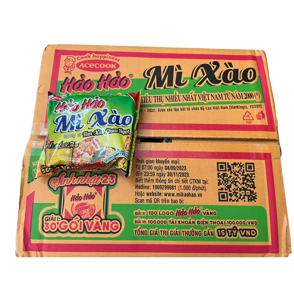 Thùng Mì Hảo Hảo Xào Tôm Chua Ngọt 30 Gói x 75g Date mới nhất