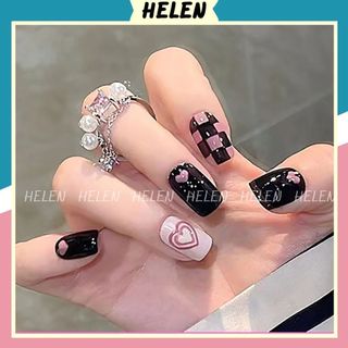 Nail box Helen móng giả màu đen Blackpink phong cách ngọt ngào MG34