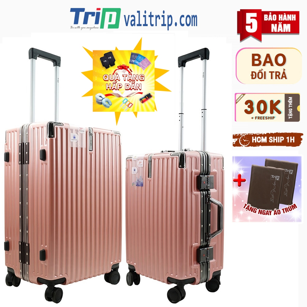 Bộ 2 vali khung nhôm nắp gập TRIP A91 bảo hành 5 năm