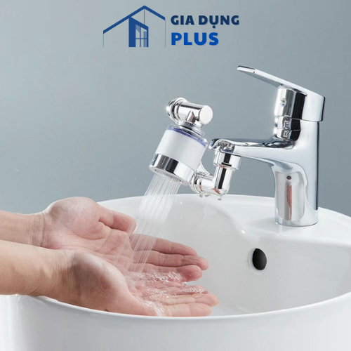 Đầu nối vòi nước tăng áp xoay 1080 độ có lõi lọc bông chất liệu nhựa ABS cho vòi Lavabo - QM.PK146
