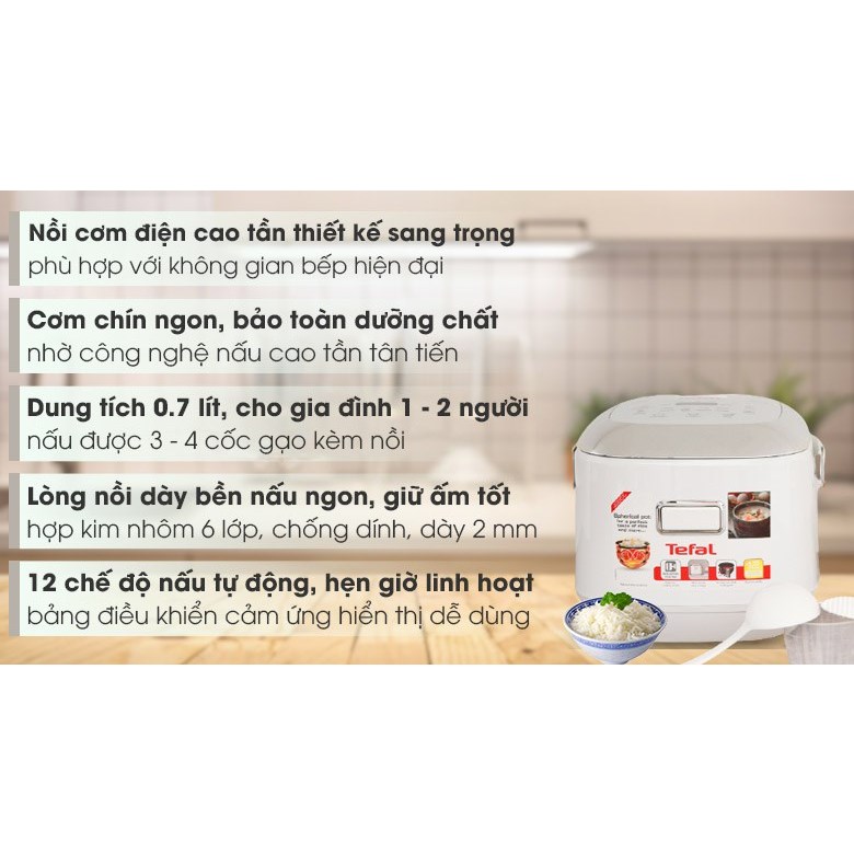 Nồi cơm điện cơ Mini Tefal RK224168 - 0.7L 300W, Cao Tần 0.7 lít RK604165